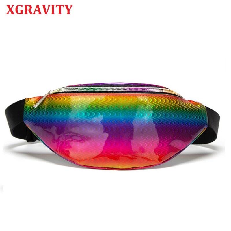 

Waist Bags XGRAVITY S Lady Rainbow Ladies Fashion Leisure Outdoor Holographic Fanny Pack Chest Phone Pouch H01