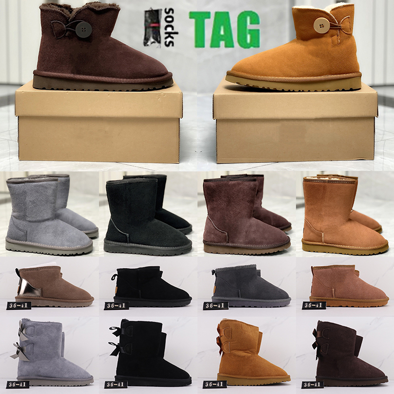 

2022 Designer womens australia australian ugglis boots for women black navy winter Bowtie snow fur furry cowboy boot ankle knee mini bailey outdoors sneakers