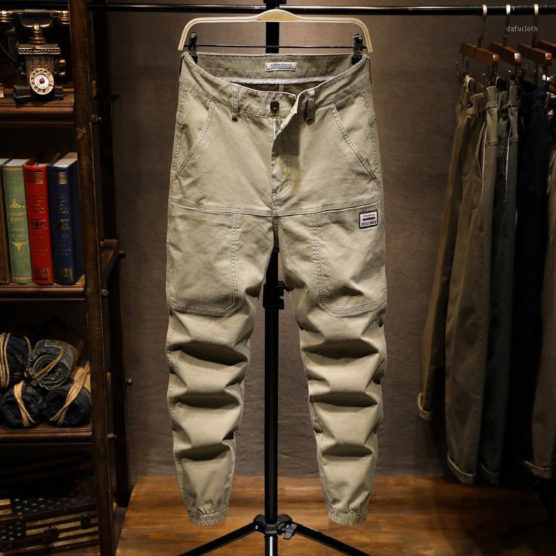 

Khaki Black Cargo Pants Men Jogging 98% Cotton Harem Casual Work For Loose Korea Style Clothing Men's, 561 black
