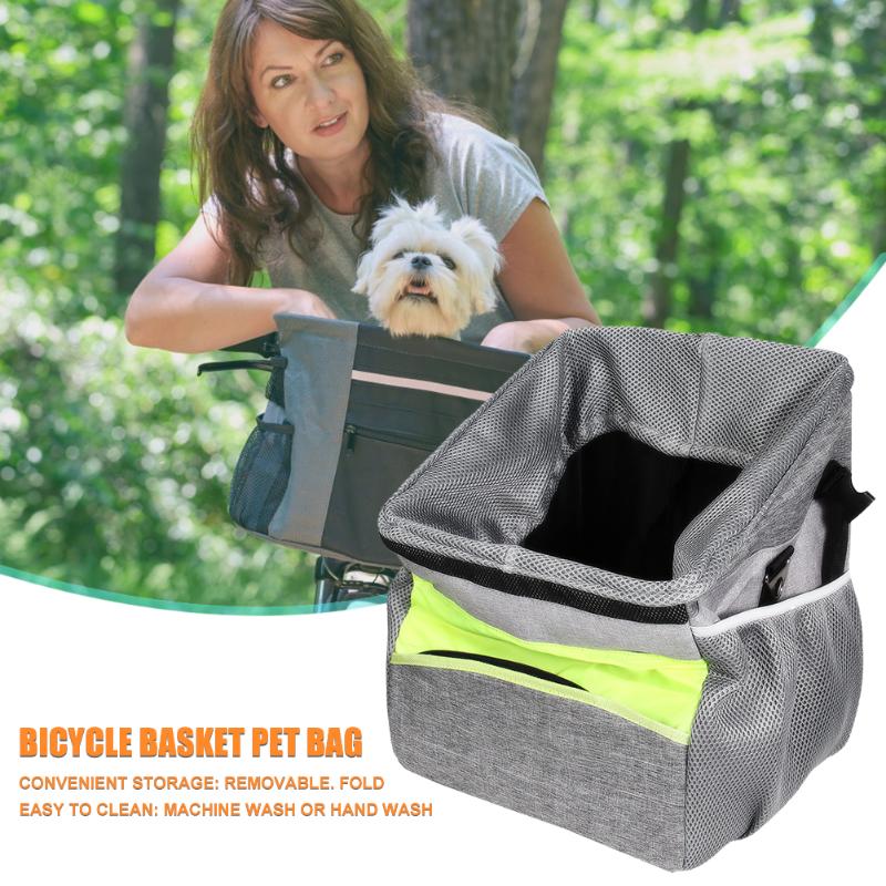 

Bicycle Basket Bags Top Tube Front Carrier Pouch Foldable Pet Dog Cats Cycling Household Animal Decoration Car Seat Covers