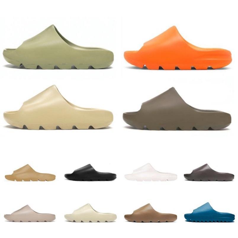 

Kanye Men Women Desert Sand Slippers Slides Slide Bone Enflame Orange Earth Brown Core Navy Blue Triple bb, Black