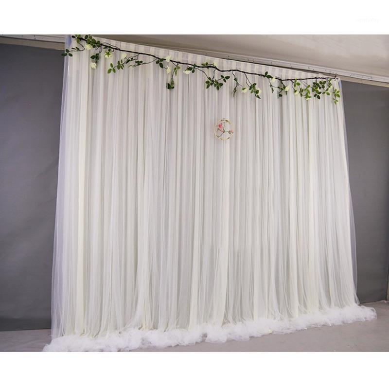 

Party Decoration 2X2M Wedding Backdrops Drape Silk Gauze Curtain Background White Cloth Net Po Booth Panels