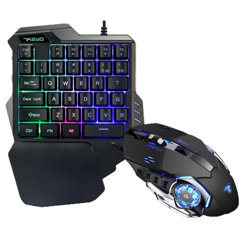 

Keyboard Mouse Combos G30 One Handed Mechanical Gaming 35-Key Mini RGB Keypad With Wired For Wins Mac PC Gamers - Mixed Color Light