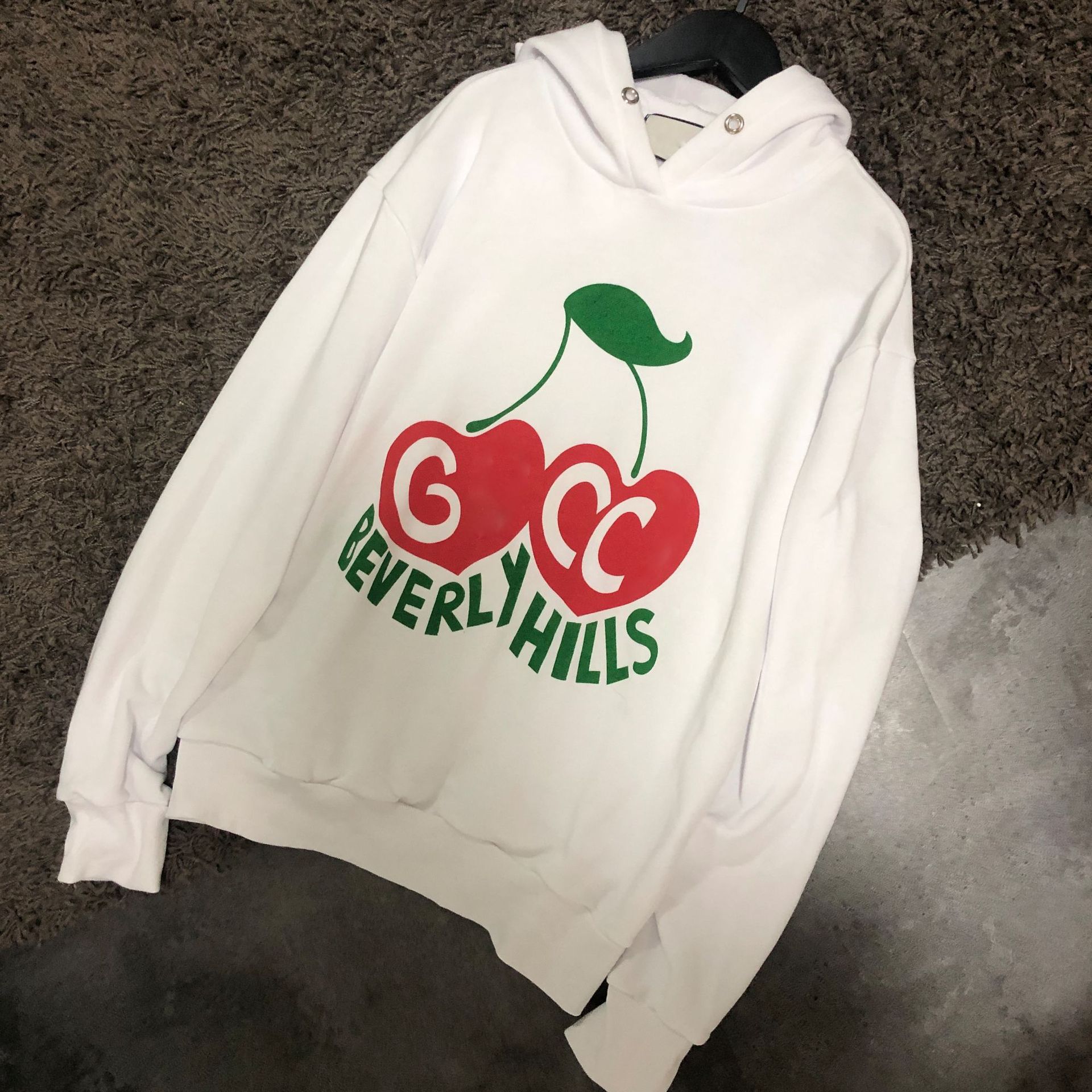 

2021 new hot autumn new casual pullover sweater cherry letters printed cotton long-sleeved sweater, Black