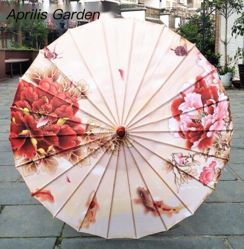 

Womens Rain Umbrea Chinese Umbrea fengshui Sik Dance Japanese Poney Decorative Bamboo Umbrea Oi Paper paraso