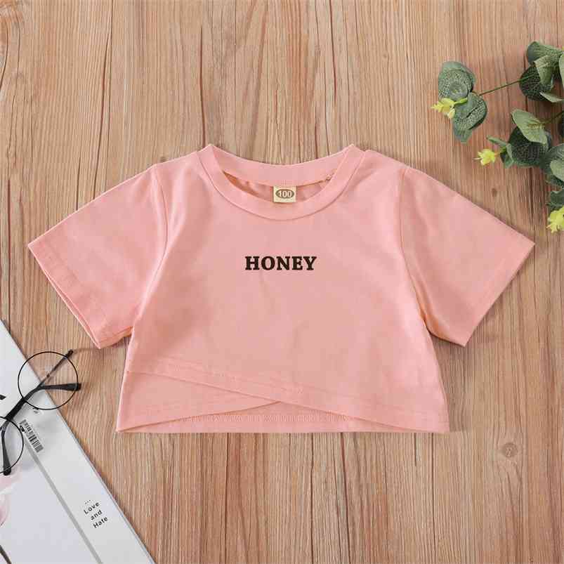 

Summer Children Short Sleeve O Neck Letter Pink Loose Cute Baby Girl Or Boys T-shirt 3-10T 210629