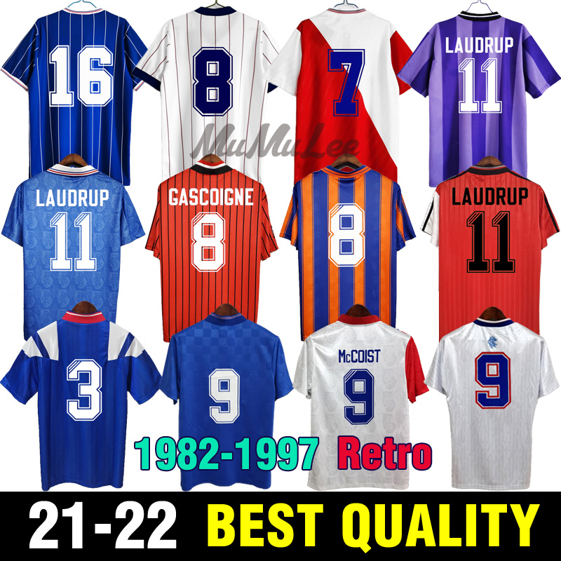 

1982 83 86 87 LAUDRUP RETRO Soccer Jerseys 88 89 ALBERTZ 90 91 GASCOIGNE 92 93 MCCOIST FERGUSON 94 95 96 GATTUSO Home Away Rangers Football Shirt, 17