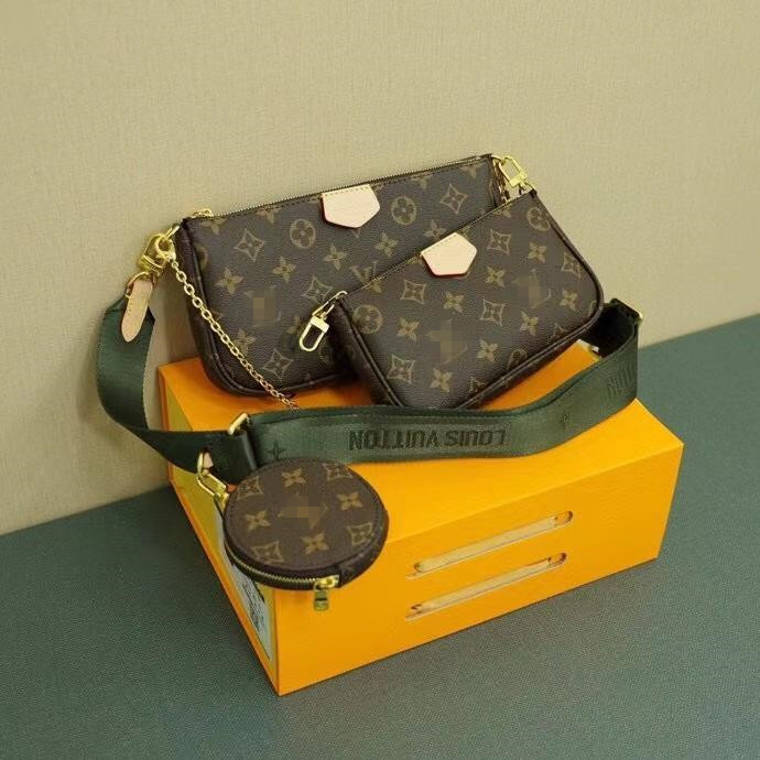 

3 Piece Set MULTI POCHETTE Bags Women Crossbody HandBag Genuine Leather Handbags Purses Lady LV LOUIS Bags VITTON Tote B