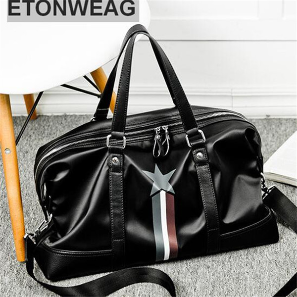 

Factory wholesale men bag waterproof Oxford cloth mens handbag star outdoor fitness exercise bags large capacity Leather travelli, Black