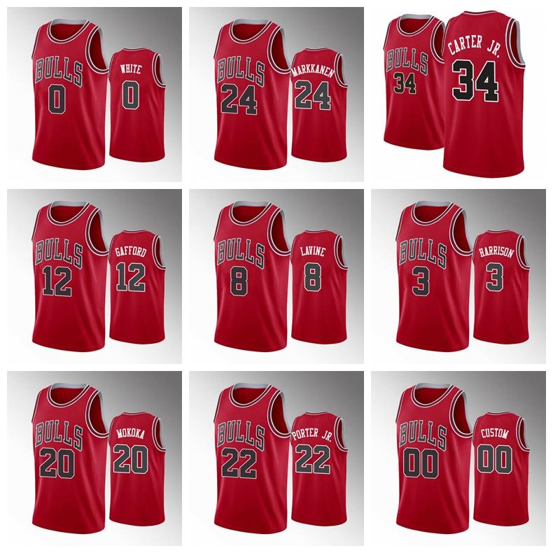 

Basketball Jerseys Men Chicagos Bulls's Lauri Markkanen Zach Lavine Coby White Wendell Carter Jr. Can Be Customized by Hot Pressing Jer, Black;red