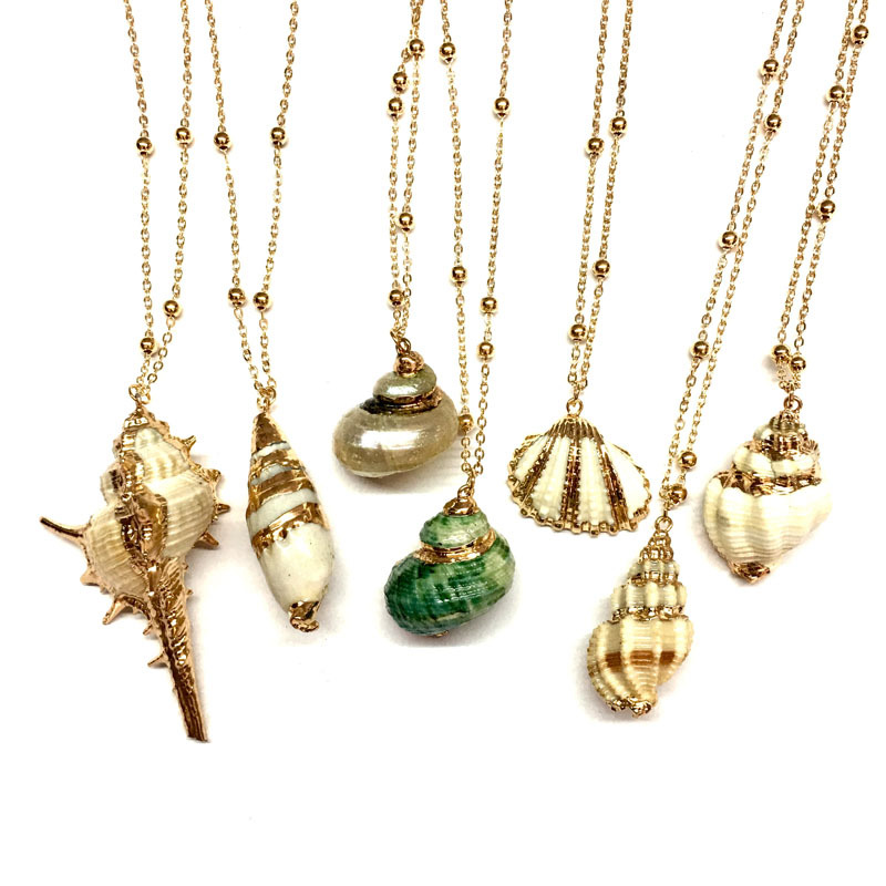 

Boho Conch Shell Necklace Sea Beach Chain Pendant For Women Collier Female Cowrie Summer Jewelry Bohemian