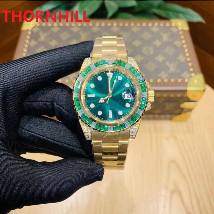 

Boutique Men's Business Watch 316L Stainless Steel Bling Diamonds Watches for Men Middle Row Diamond Strap Automatic Mechanical Wristwatches, As pic