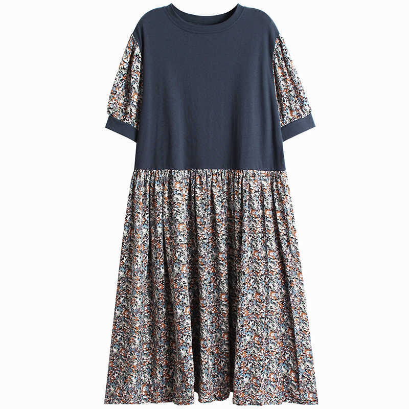 

VANOVICH Round neck short sleeve women dress summer fashion casual ladies high waist A-line Chiffon 210615, Black