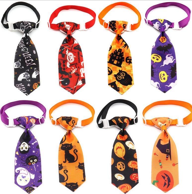 

Halloween Pet Tie Dog Apparel Fashion Print Pumpkin Skull Dogs Bow Ties Party Decoration Supplies 8 Styles Wholesale, As pic