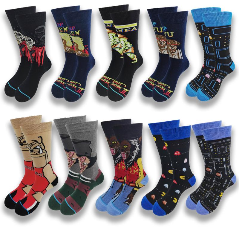 

Men's Socks Anime Gamers Cartoon And Michel Jackson Cotton For Men Women Street Style Skate Hip Hop Streetwear, Beige