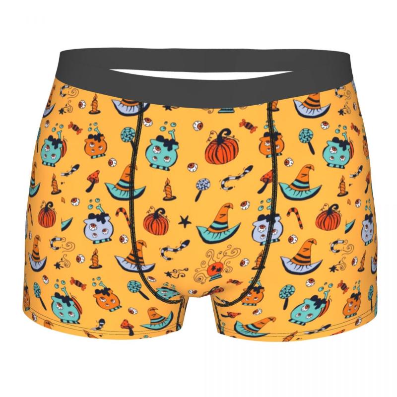 

Underpants Halloween Pumpkin Eyeball Candy Underwear Funny Stretch Trenky Printed Trunk Polyester Pouch Youth Boxer Brief, Black;white