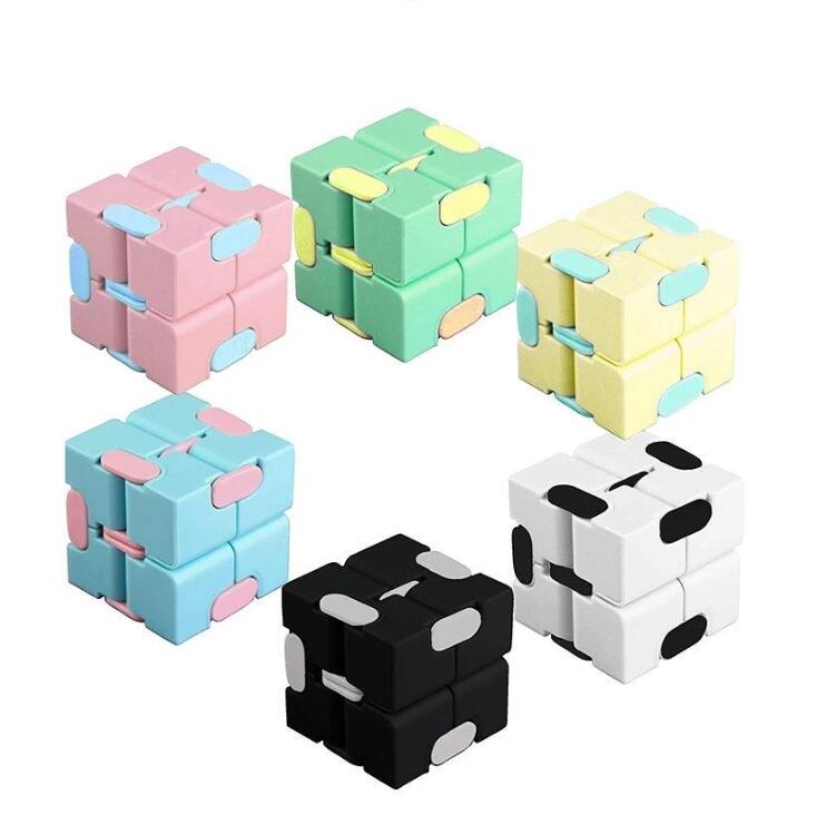 

DHL fast Infinity Cube Candy Color Fidget Cube Anti Stress Cube Finger Hand Spinners Fun Toys For Adult Kids Adhd Stress Relief Toy