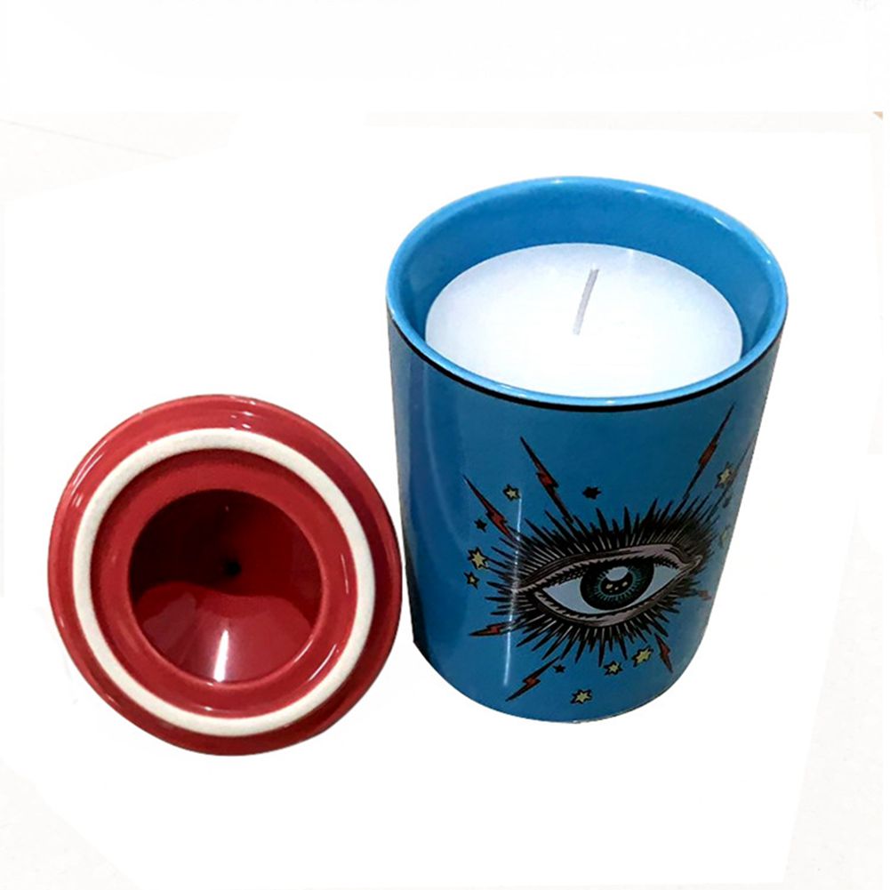

Creative Ceramic Candle Holders Big Eye Candlestick Starry Sky Candles Holder With Hand Lid Candle's Jar Diy Candleabras for Home Table Decoration
