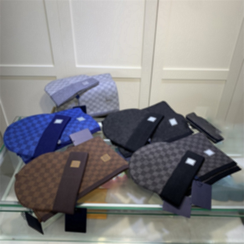 

Fashion Adult Designers Hat Scarf Set Bone Cap High Quality Winter Wool Men Women Couple Two-piece Suit Designs Beanie Scarfs Sets 789, Blue;gray