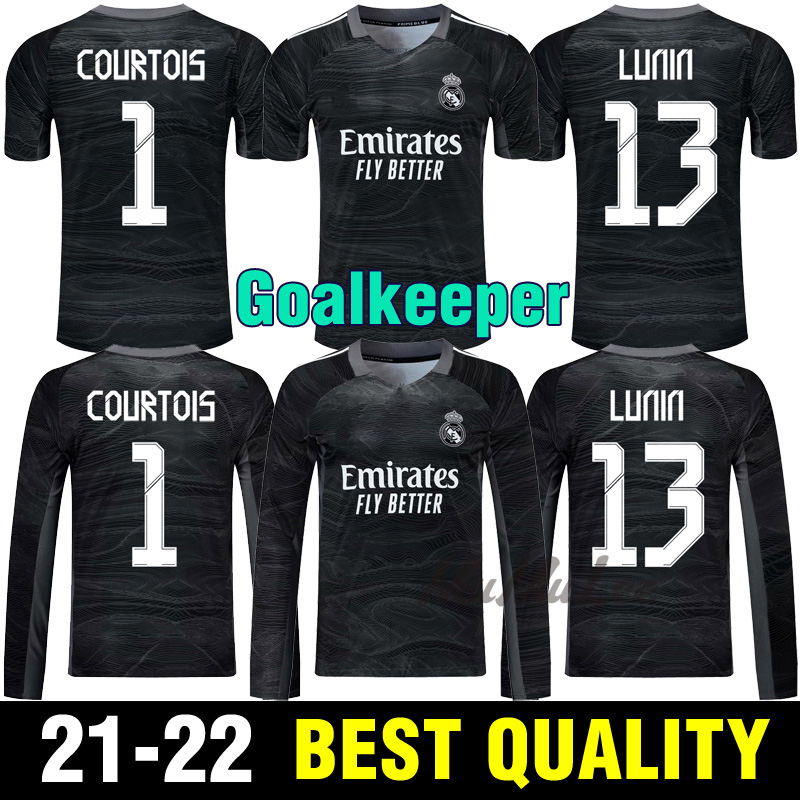 

2021 Real Madrid Goalkeeper kits Soccer Jerseys 21 22 black #1 COURTOIS GK Football shirt #13 LUNIN uniforms
