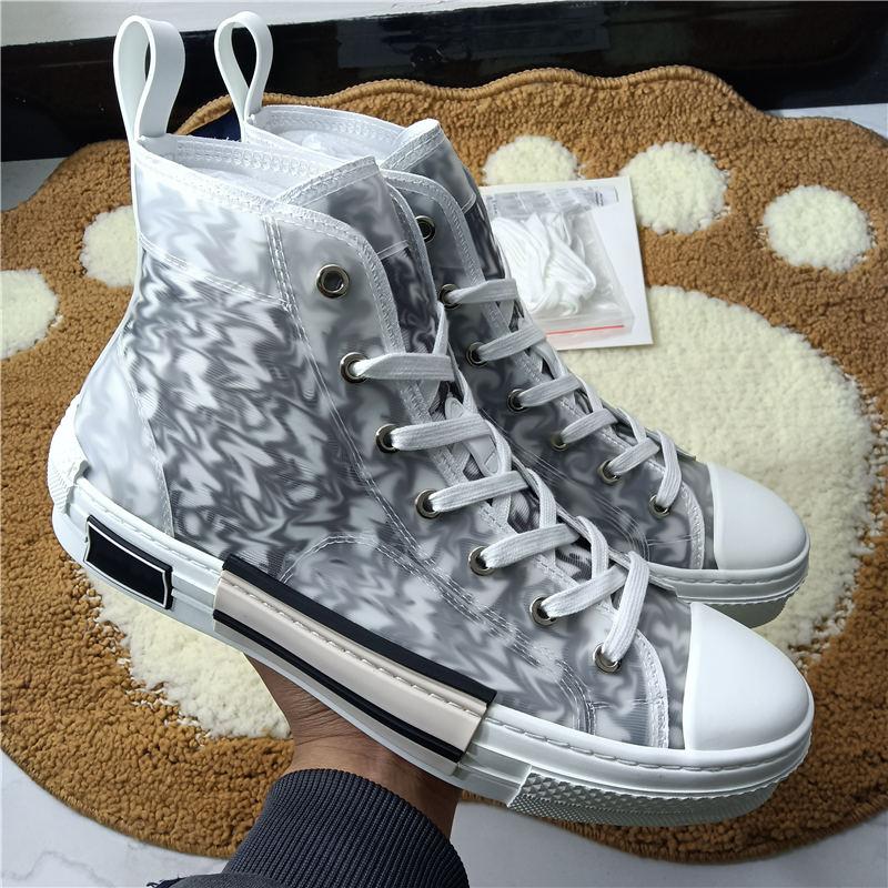 

2021 Strolling men and women high-top platform white shoes graffiti presbyopia letters mesh canvas sneakers 36-45, Black