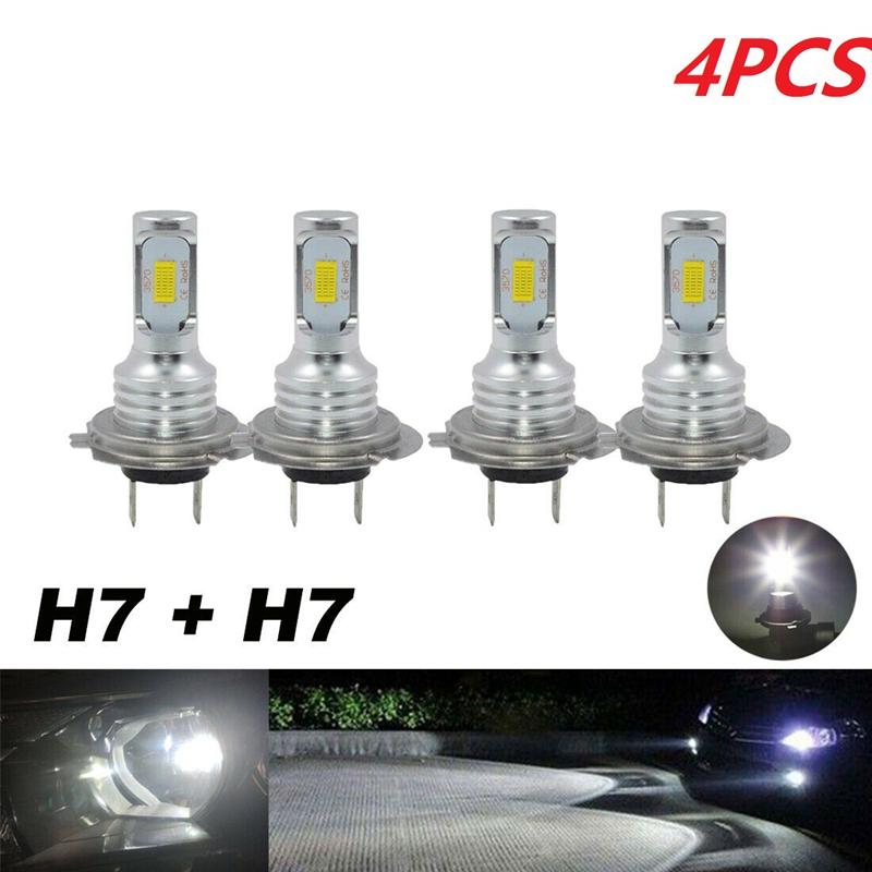

Car Headlights 4PCS Mini H7 + Combo LED Headlight Kit Bulbs High Low Beam 240W 52000LM 6000K Super White