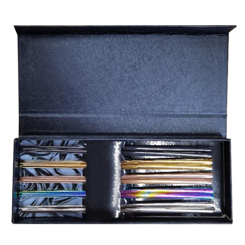 

5pairs Electroplated Stainless Steel Chopsticks Set Party Reusable Square Lightweight Easy Clean Modern Gift Home Kitchen