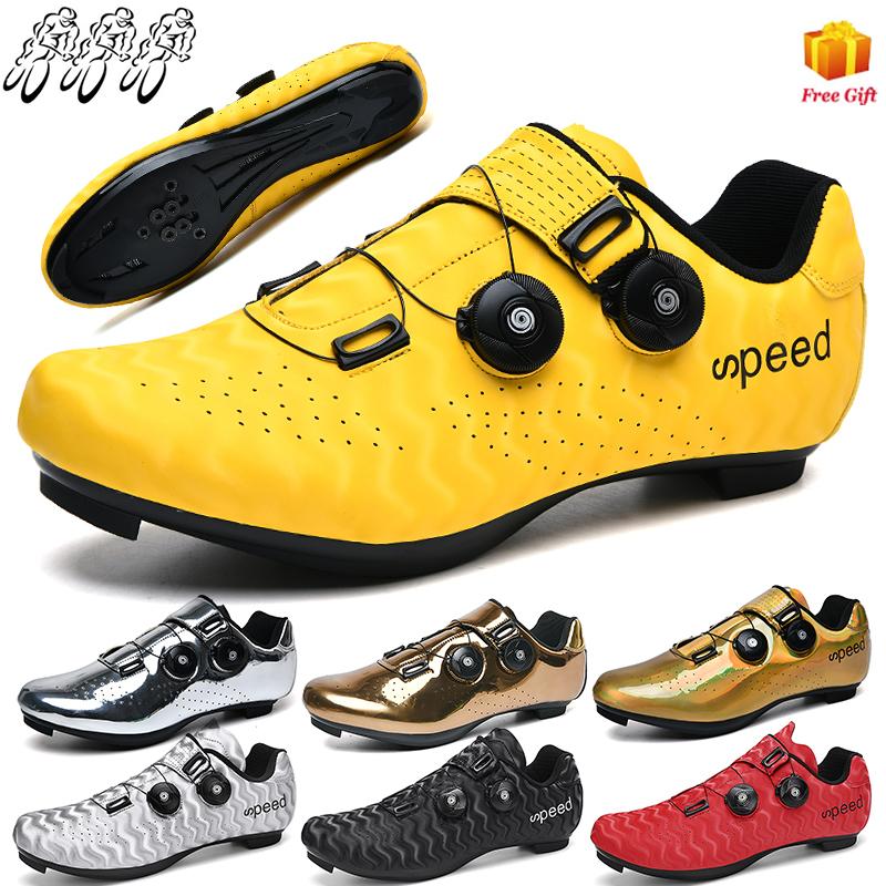 

Road Bike Shoes SPD Self-Locking Flat Outdoor Mountain Hiking Professional Competition Cycling Men Footwear, Highway green