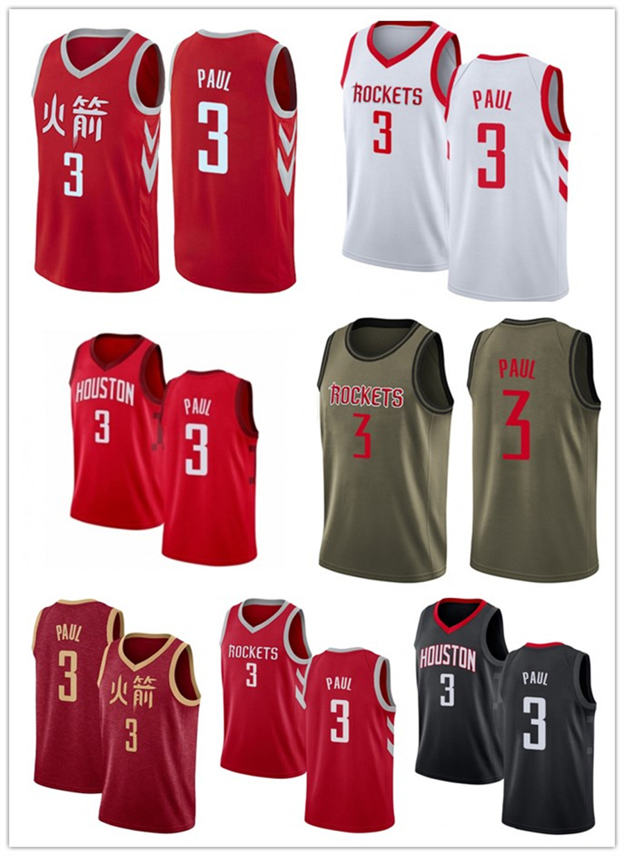

2021 Chris custom men women youth 3 Paul basketball rocket jerseys red Blue jersey leave number name, Black;red