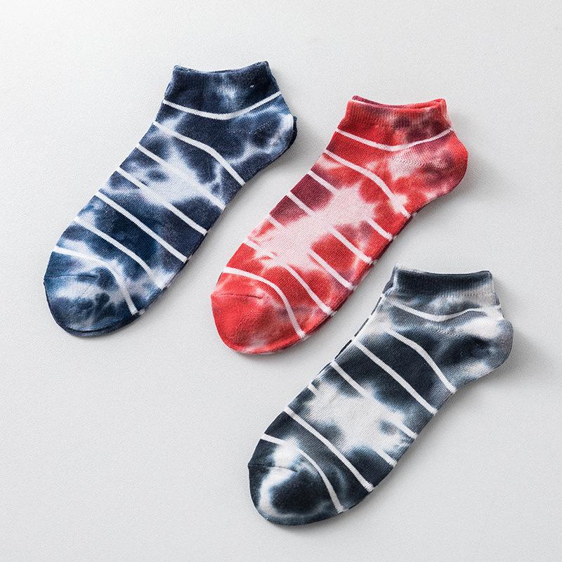 

Men's Socks Stripe Men Sock Tie Dye Man's High Quality Breathable Comfortable Sox Adult Cotton Fashion Short Autumn Winter Calcetines, Black
