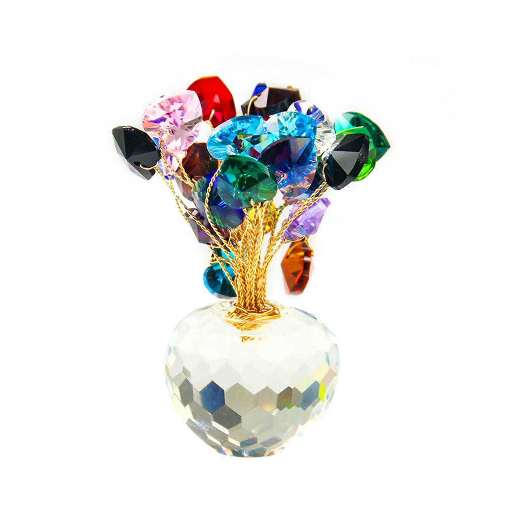 

Crystal Flower Ornament Fengshui Glass Crafts Home Decor Money Lucky Tree Figurines Christmas New Year Gifts Souvenirs Decor Q0525