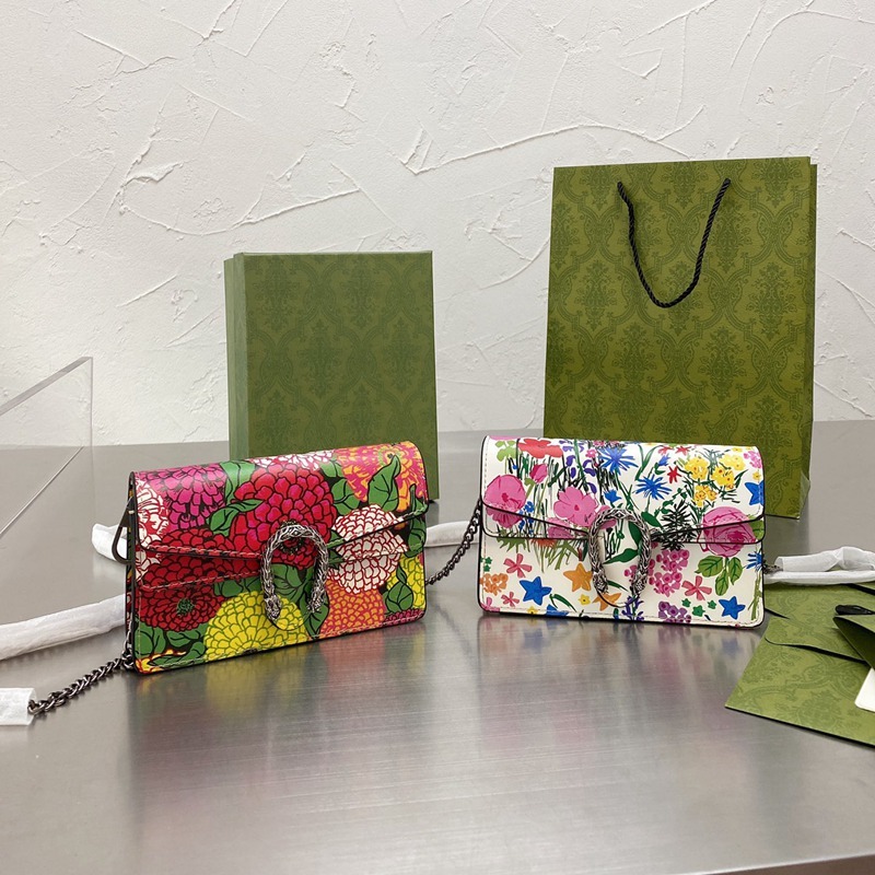 

Luxury Bags Handbags Shoulder Strap Coin Purse Full-printed Flowers g Bag Golden Chain Genuine Leather Messenger Damier Cobal Ladies, As pic