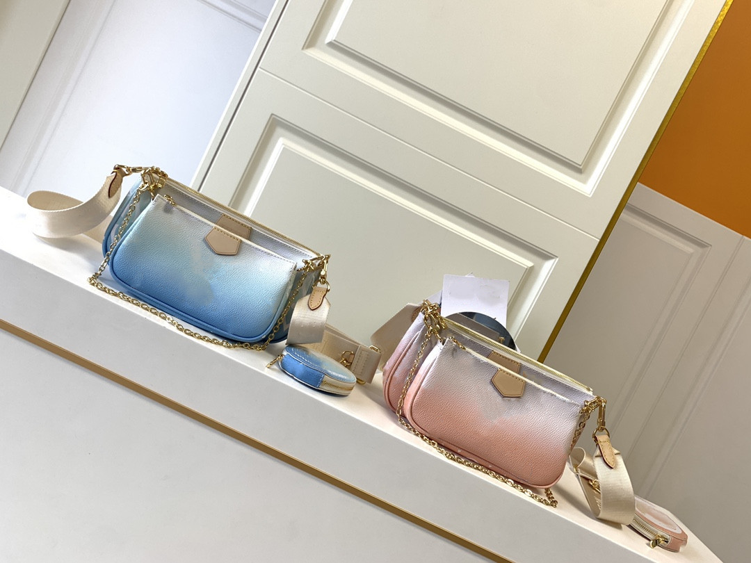 

Designer Handbags purse Cross Body shoulder bags Gradient color LB150 Fashion women 3 Pcs set Leather Woman Crossbody Floral Zipper chain Messenger Bag Handbag, Pink