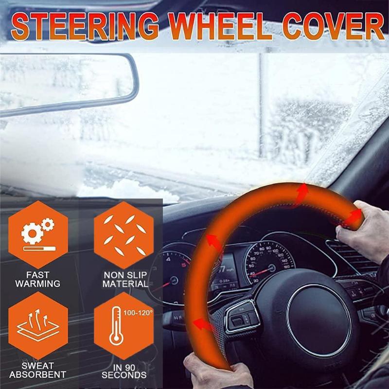 

Steering Wheel Covers Universal Car Cover Anti-slip Heated Accessory Warm Winter 38CM 12V Heating Auto