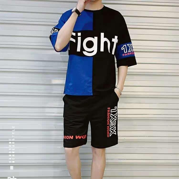 

Men' Tracksuits LKSXSCL Short-sleeved Shorts Suit Brand Casual Fashion Loose Sweat Shirt 2021 Summer Korean Style Trendy, White 1