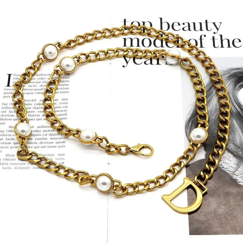 

Women Gold Chains Belts Fashion Designers Belt Link Luxury Letter D Waist Chain Womens Metal Alloy Dress Accessories Waistband Girdle Belts, As pics