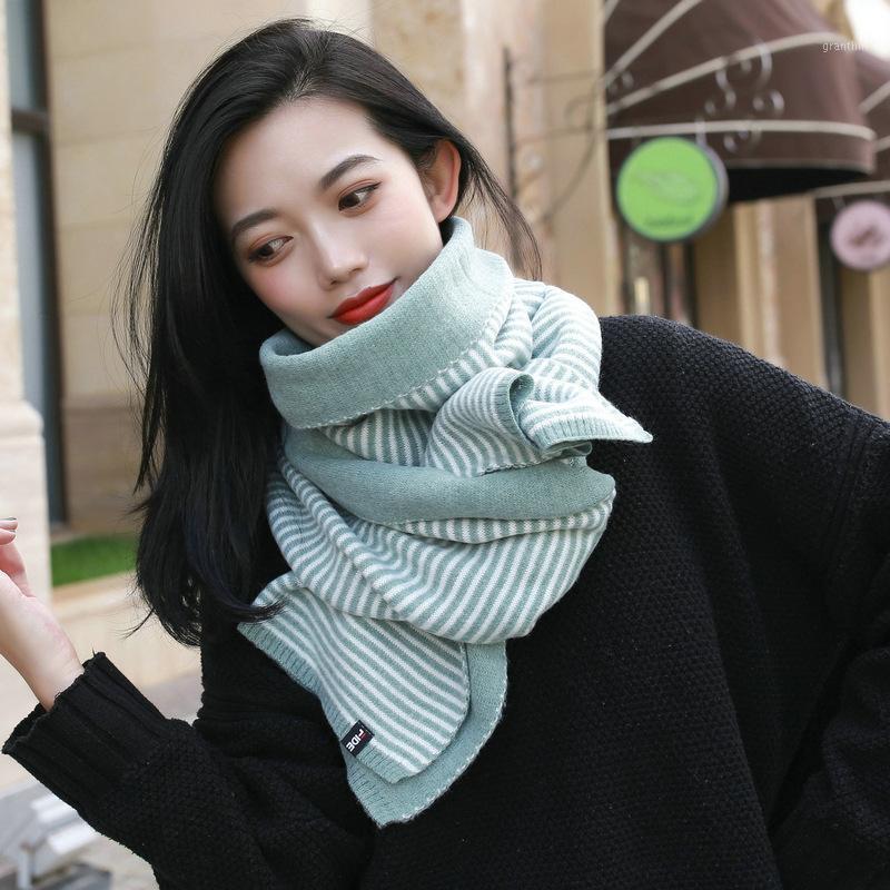 

Scarves East Gate Autumn And Winter Fine Striped Cashmere Scarf Women's Fashion Thickened Warm Neck Couples, Blue;gray