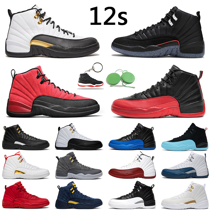 

Jumpman 12 Retro Reverse Flu Game Basketball Shoes 12s Utility Grind University Gold Twist mens trainer, French blue