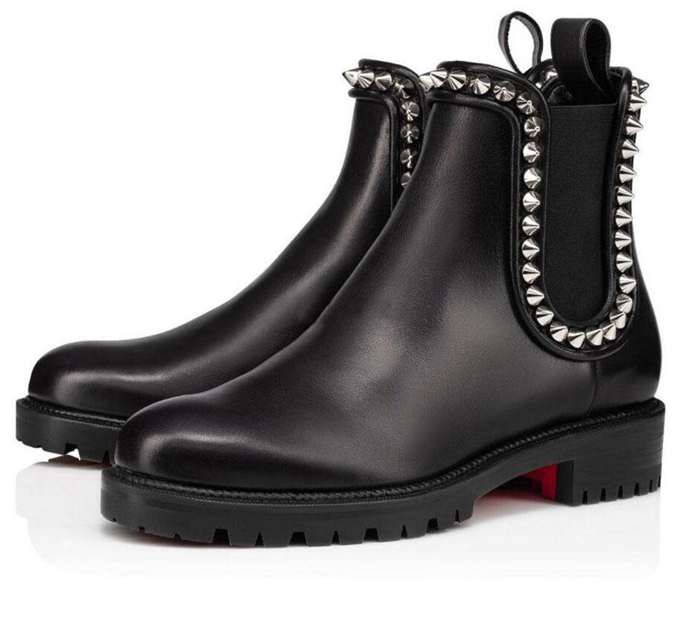 

Famous Designers Women's Red Bottoms Boots Capahutta Ankle Booties Black Leather Lug Sole High Quality Brands Red Sole Booties Party Wedding