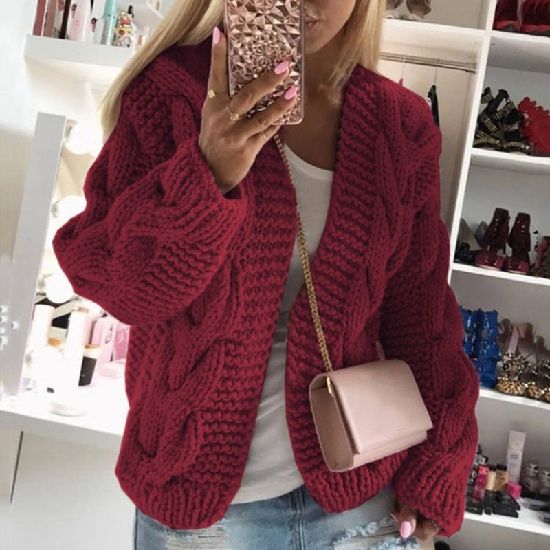 

Women's Sweaters Female cardigan sweater with retro torsion, casual warm jacket for fall and winter I95L, 1# shoe box