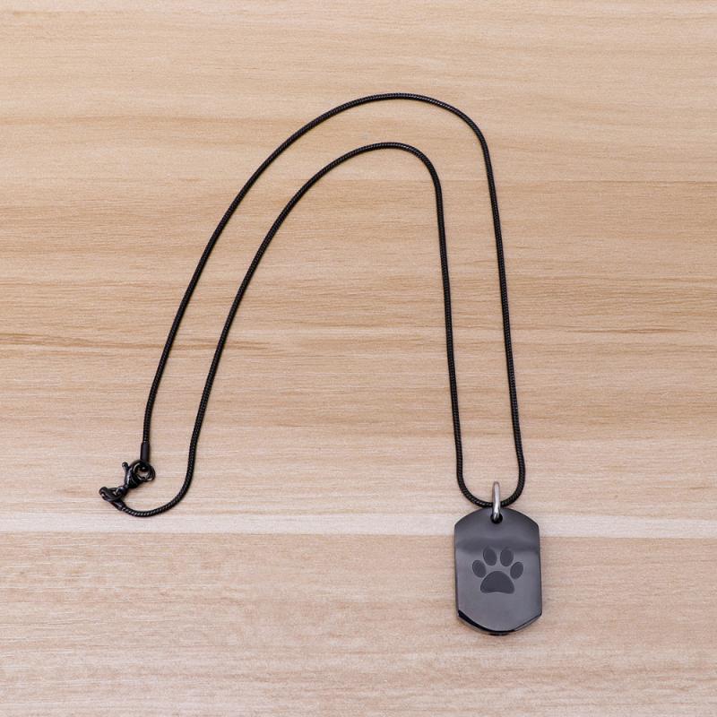

Dog Footprint Shaped Urn Necklace Square Cremation Memorial Pendant Jewelry For Ashes Necklaces, Silver