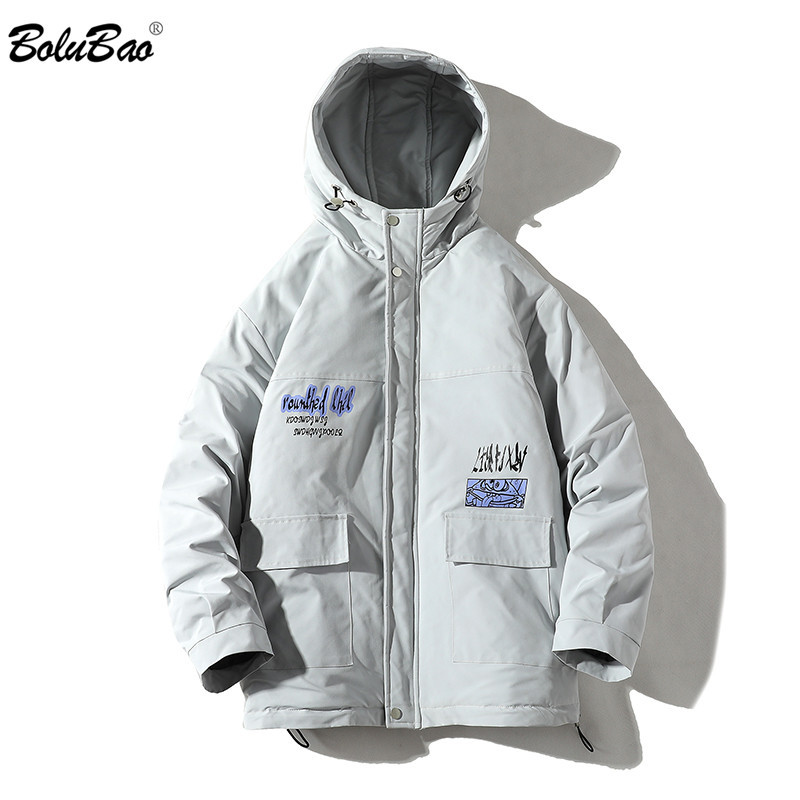 

BOLUBAO Fashion Windproof Winter Parkas Men Zipper Jacket Brand lLetter Coats Men Soft Comfort Outwear Male 210518, Black