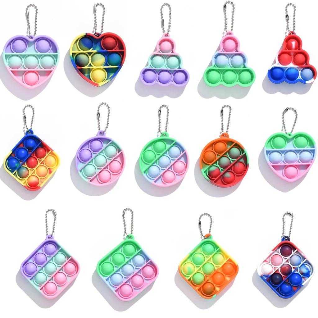 

Fidget Sensory Toy Mini Push Bubble Figet Simple Dimple Toy Keychain Ring Anti-stress Board Autism Educational Squishy Toy wholesale