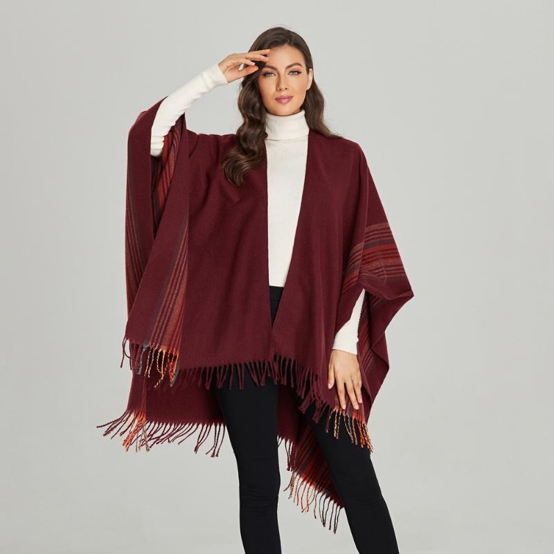 

Scarves Stripe Wrap Femme Warm Mujer Bufanda Imitation Cashmere Scarf Muffler Autumn Winter Shawl With Tassels Cape Soft Foulard