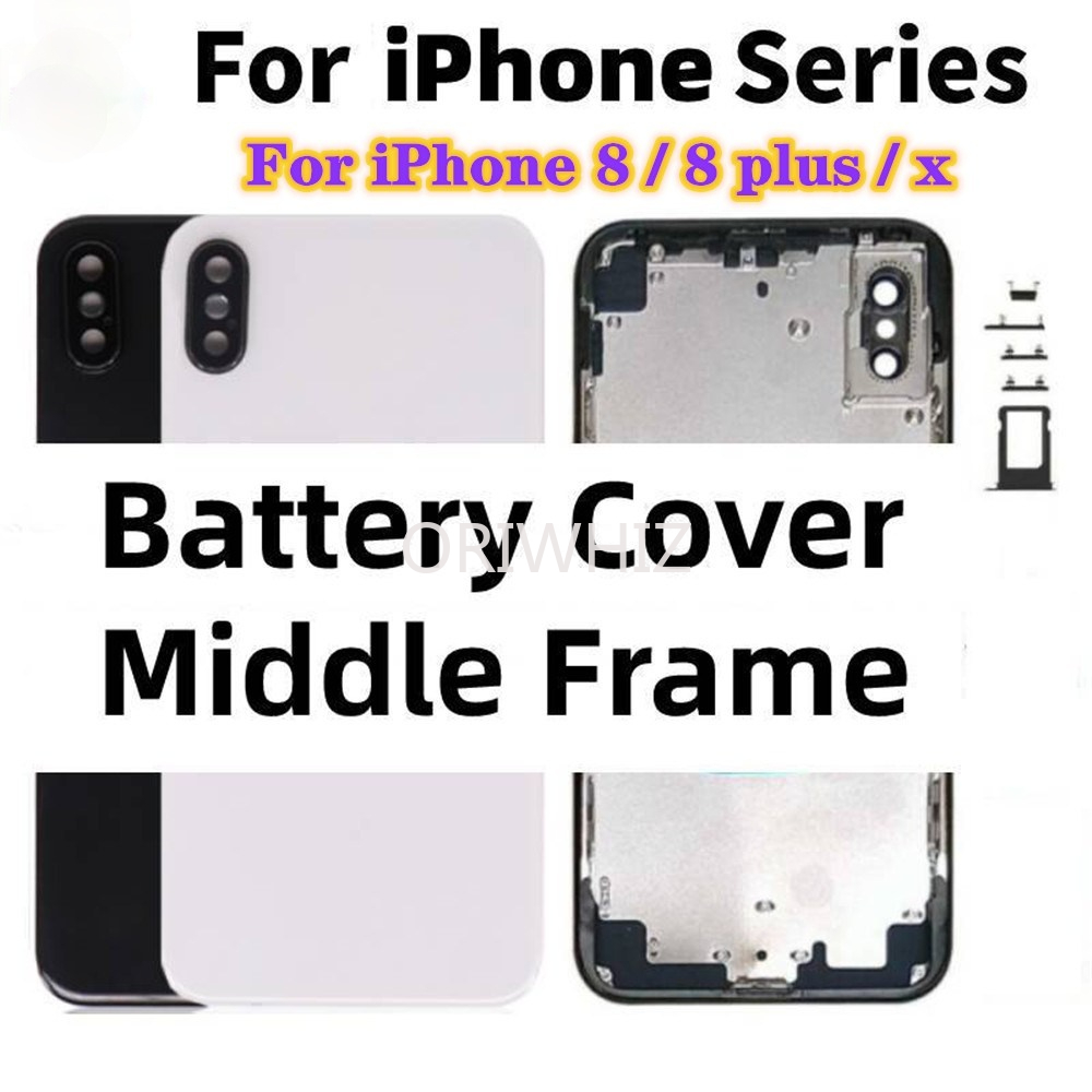 

Back Glass For iPhone X 8G 8 Plus Rear Housing Middle Frame with CE Text