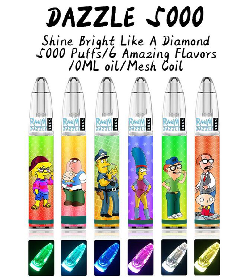 

Original RandM Max Dazzle Pro Switch 2 in 1 Disposable Vape Pen Pod Device Kit Prefilled Cartridge With RGB Light R and M R&M