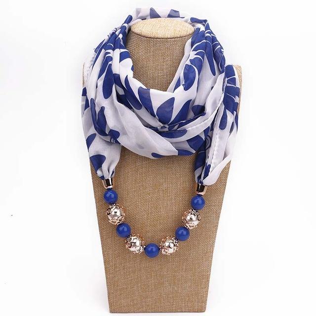 

Scarves Multi-style Jewelry Statement Necklace Pendant Scarf Women Bohemia Neckerchief Foulard Femme Accessories Hijab Stores, Blue;gray