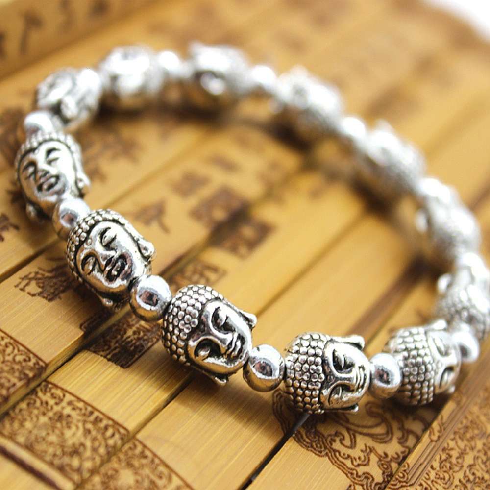 

National style jewelry Miao silver bracelet imitation ancient smile Buddha of Sakyamuni, Golden;silver