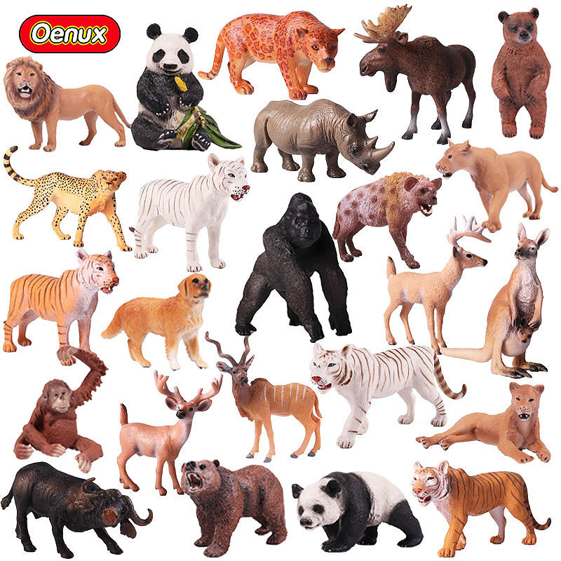 

High-quality DHL simulation animal model toy figures solid plastic giraffe elephant rhino brown bear tiger lion leopard horse childrens gift, Customize