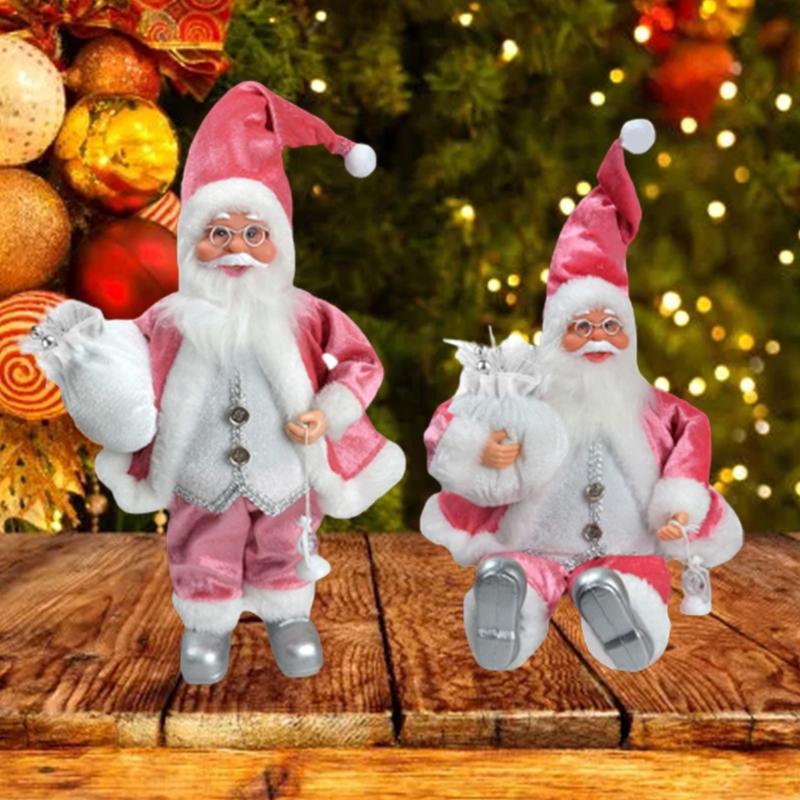 

Christmas Decorations 2 Pcs Resin Santa Claus Ornaments Decoration Standing Sitting Position Tree Hanging Toys 87HA